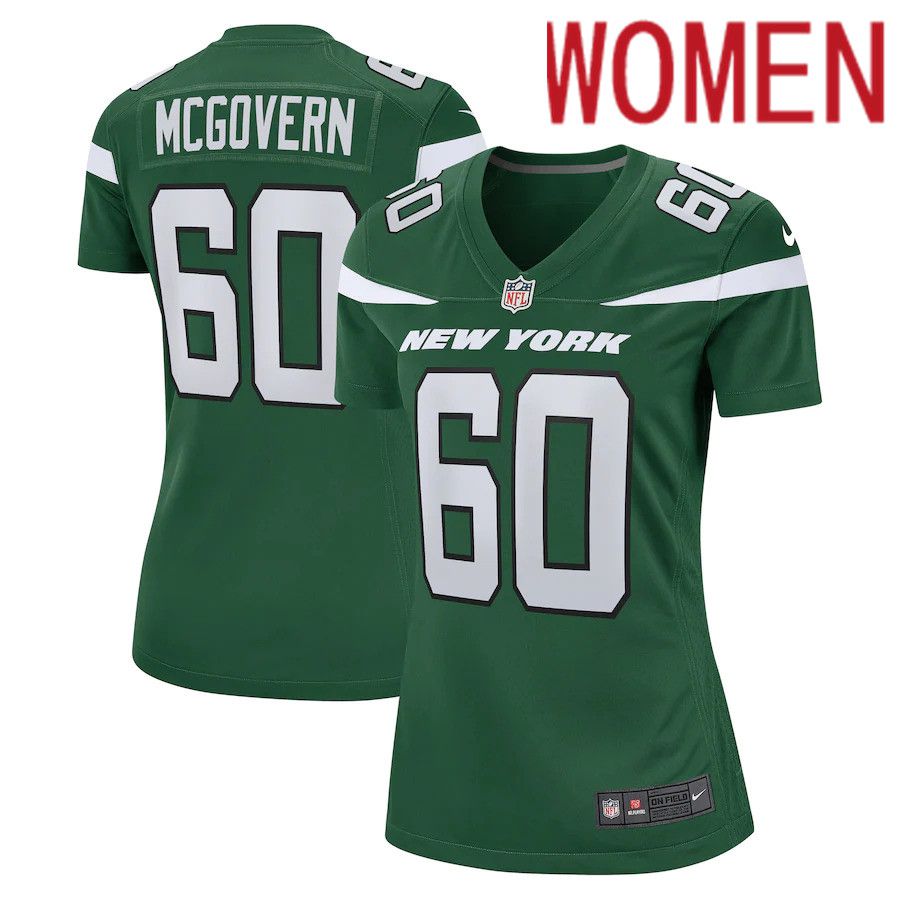 Women New York Jets #60 Connor McGovern Nike Gotham Green Game NFL Jersey->women nfl jersey->Women Jersey